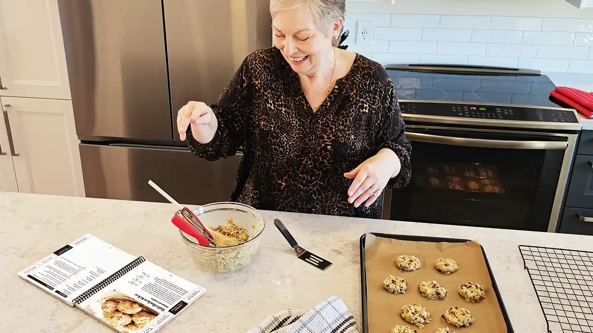 Oma making cookies from her new cookbook MORE Baking Just Like Oma
