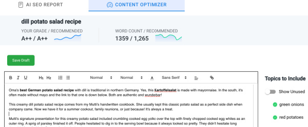My new Content Optimizer results