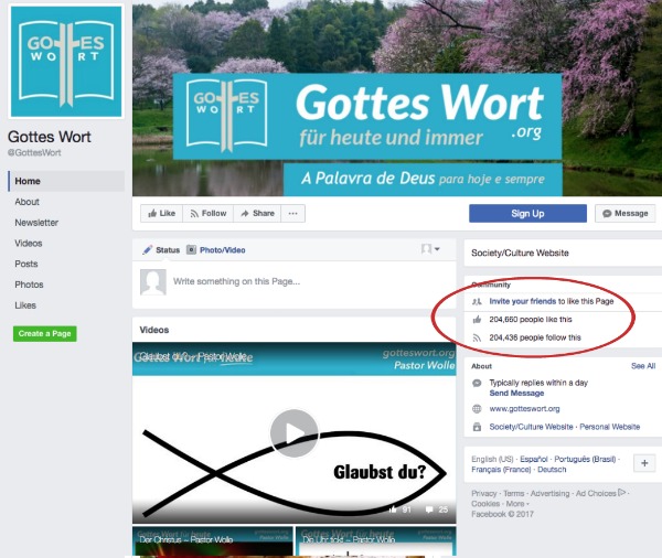 Facebook results for Gottes Wort website
