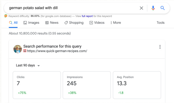 Google's search results for German potato salad with dill Google's search results for German potato salad with dill