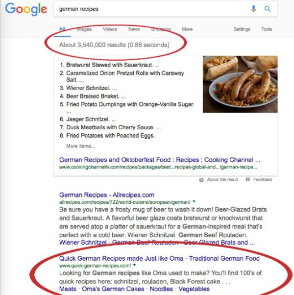 SBI! review screenshot showing google search results for my website
